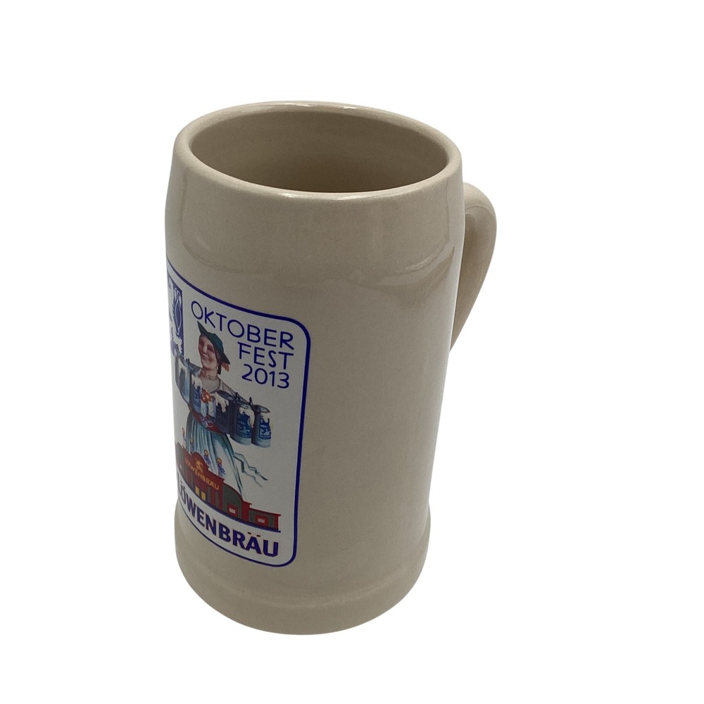Lowenbrau Oktoberfest 2013 Beer Stein Ceramic Mug Tan German Breweriana 1L